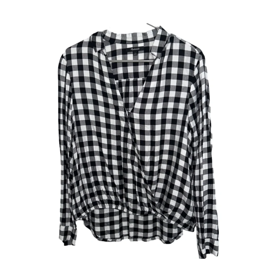 Madewell Black and White Plaid Tunic Blouse - Picture 2 of 7